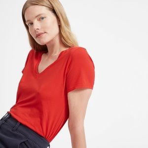Everlane Cotton V-Neck T-Shirt Red